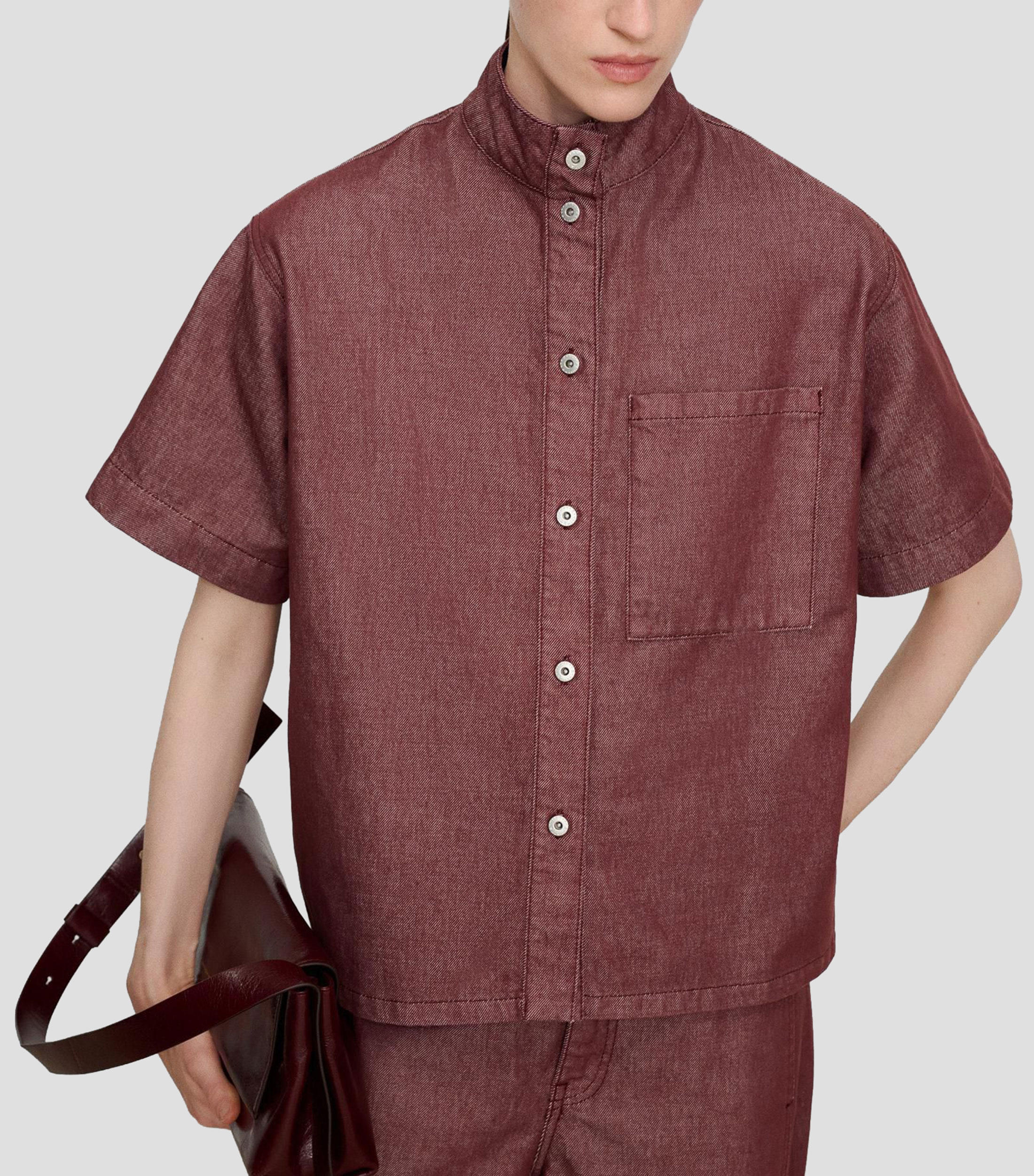 Camisa sólida manga corta Mujer